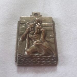 Bronze Saint Christopher Medal/Pendant Catholic Approximate Size 1.5" X 1.5"